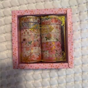 Floral Washi Tape Set with Gold Accents